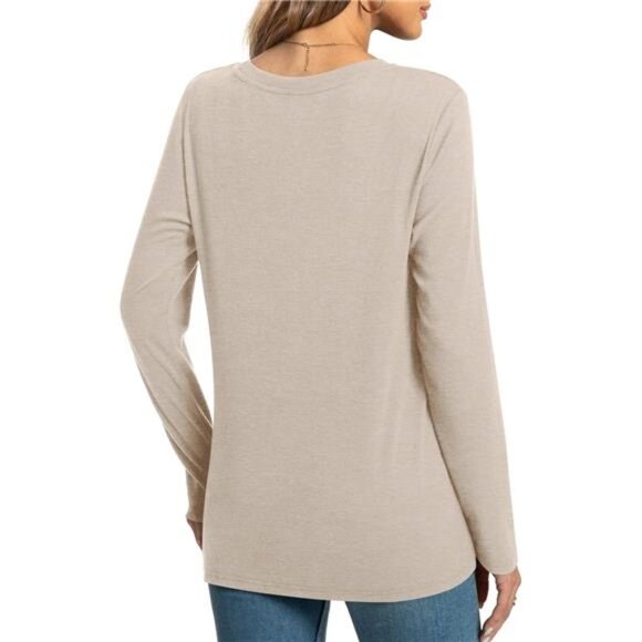 Front Twist Detail Tunic Top - Cozy Long Sleeve Sweater for Leggings - Picture 3 of 6